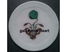 Poppy flower in Malachite stone plate Pl-529