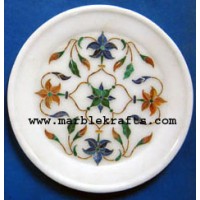 Stones inlaid marble handicraft plate Pl-532