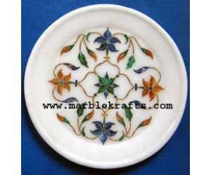 Stones inlaid marble handicraft plate Pl-532