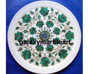 Marble inlay plate with Malachite Pl-1001