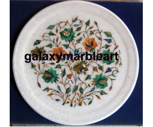 A multi-color bouqet design marble inlay plate Pl-1003