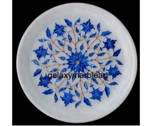 Lapislazuli stones inlaid,Agra art, TAJ MAHAL work marquetry handmade with geometrical layout plate pl-702