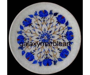 Rose flower plate with geometrical design with lapis lazuli stone plate pl-705