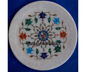 Marble stones inlaid plate,gift purpose,wall decoration round Pl-714