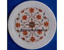 Cornelian stones inlaid, Pietra Dura work,gift plate Pl-715