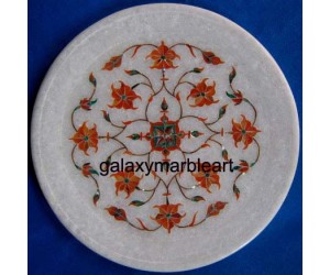 Cornelian stones inlaid, Pietra Dura work,gift plate Pl-715