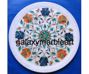Stones decorative marble plate with inlay work, Pl-904