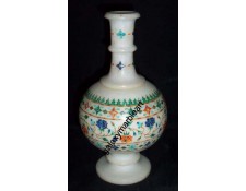 Agra marble inlay artisan vase ht 10" V-11