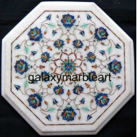 Semi-precious stones inlaid side table top with geometrical design WP-1301