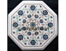 Semi-precious stones inlaid side table top with geometrical design WP-1301