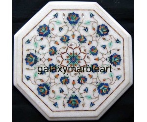 Semi-precious stones inlaid side table top with geometrical design WP-1301