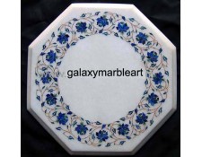 Marble inlay side table top with border design in mainly lapislazuli from Afghanistan  WP-13201