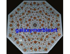 A marble dining table top with mainly cornelian stones inlay work 42" WP-4202