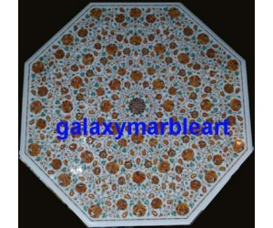 A marble dining table top with mainly cornelian stones inlay work 42" WP-4202