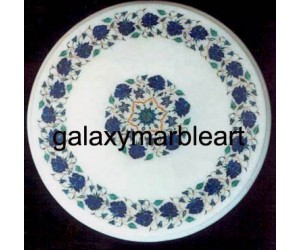 Round table top with semi-precious stones inlay work  WP-1701