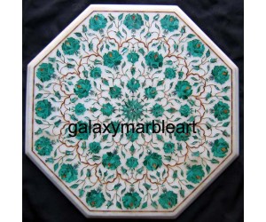 Pietra dura white inlay table top WP-17187