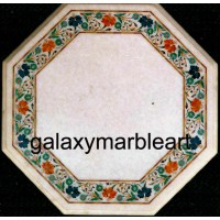 Marble inlay table top with border design WP-16114