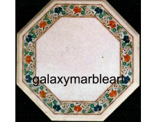 Marble inlay table top with border design WP-16114