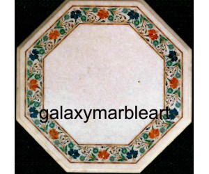 Marble inlay table top with border design WP-16114