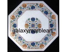 Stone pietre dure white marble table top WP-1802