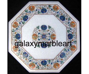 Stone pietre dure white marble table top WP-1802