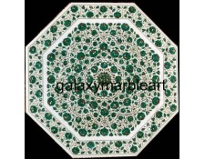 Malachite stone inlaid marble dining table top 48" WP-4802