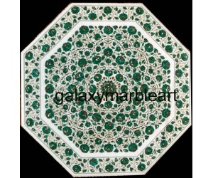 Malachite stone inlaid marble dining table top 48" WP-4802