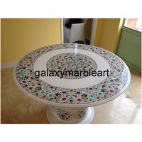 handmade stones inlay dining table top with base 48" WP-4803