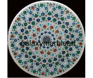 marble inlay dining table top with multi-color combination 48" WP-4804