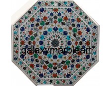 Multi-color geometrical design marble inlay dining table top 48" WP-4806