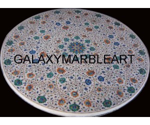 Multi-colored stones inlaid marble table top 52" WP-5201