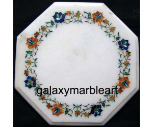 Agra marble inlay table top with simple border design 12" WP-1202