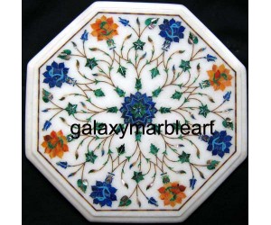 Makrana marble inlay table top,Taj Mahal Art, multi-color combination 12" WP-1203