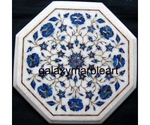 Parchinkari inlay work table top with semi-precious stones geometrical design 12" WP-1205