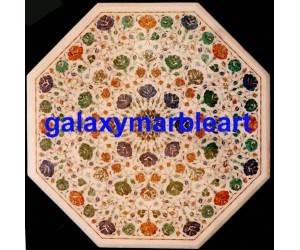 Multi-color gemstones inlay work table top 32" WP-3253
