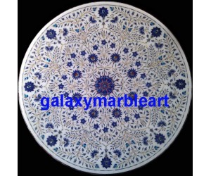 A round inlay work table top with mainly lapislazuli and Shell 40" WP-4001