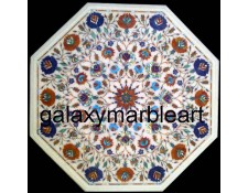 White table top with geometrical inlay design 22" WP-2202