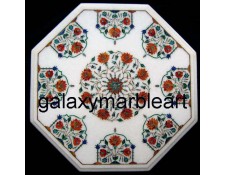 A different design semi-precious stones inlay table top of Makrana marble WP-2101