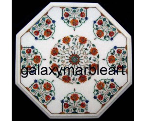 A different design semi-precious stones inlay table top of Makrana marble WP-2101
