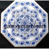 Pretty marble inlay table top having a unique design in Lapislazuli stone WP-14207