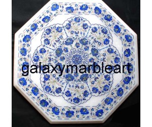 Pretty marble inlay table top having a unique design in Lapislazuli stone WP-14207