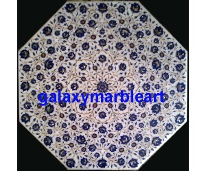 Marble inlay table top with Lapislazuli symmetrical design  33" WP-3301